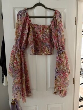 Live 4 Truth Pink Multi Floral Smocked Square-Neck Crop Top